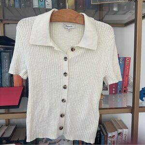 Madewell Barbrook Cream button-front sweater polo  Size XS